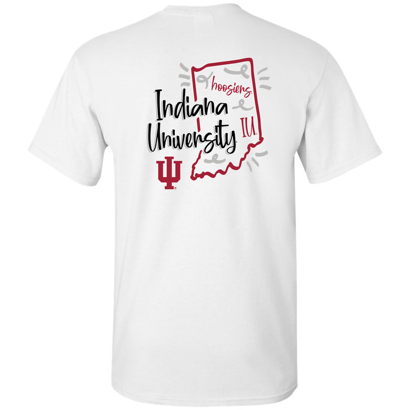 Indiana University Hoosiers Playful Sketch Basic Cotton Short Sleeve T Shirt - White
