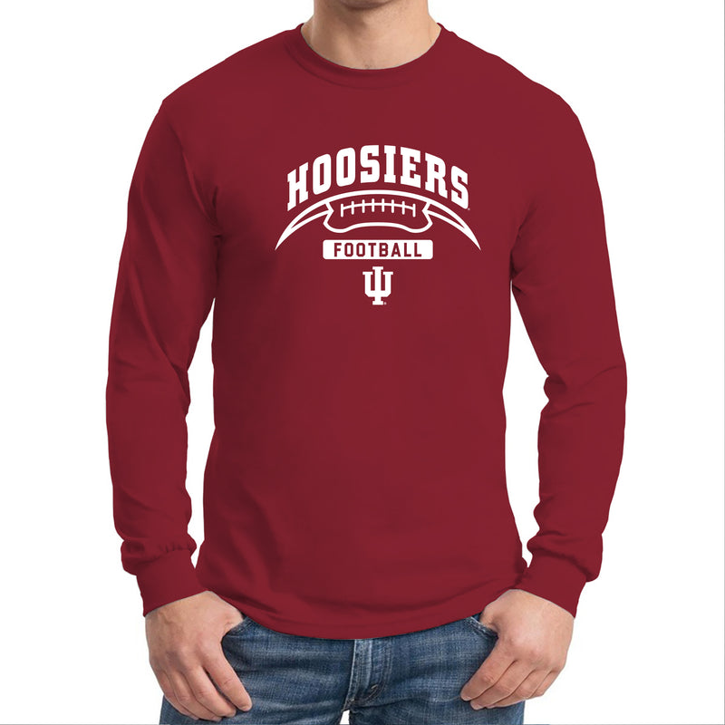 Indiana University Hoosiers Football Crescent Long Sleeve T Shirt - Cardinal