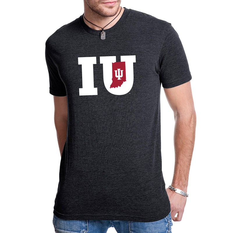 Indiana University Hoosiers IU State Cutout Triblend T Shirt - Vintage Black