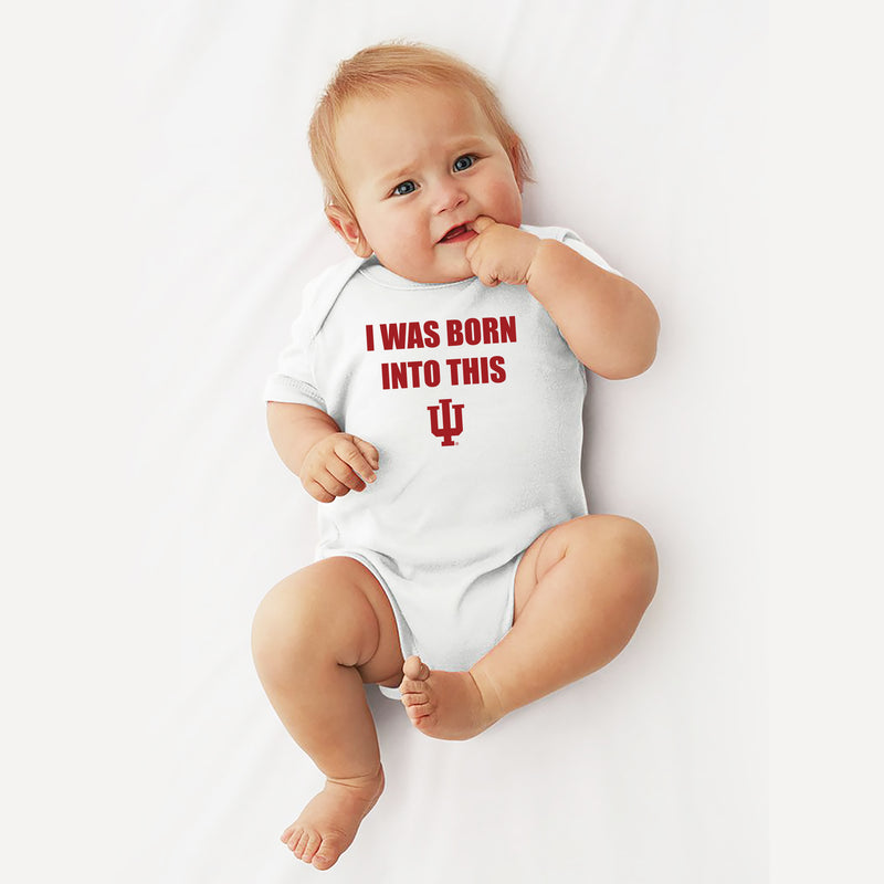 Indiana Hoosiers Born Into This Infant Creeper Bodysuit - White