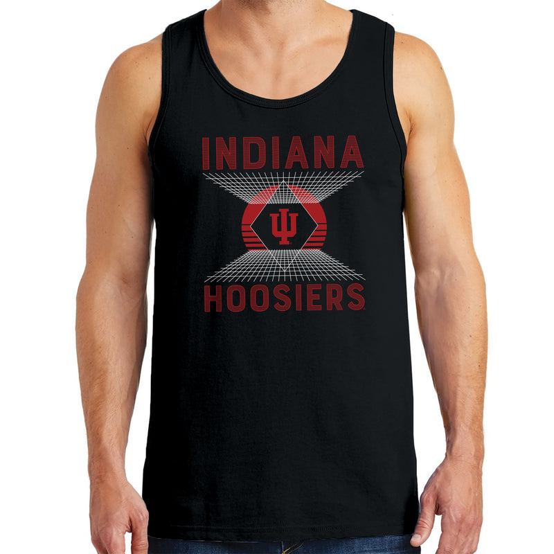 Indiana Hoosiers Vaporwave Grid Tank Top - Black