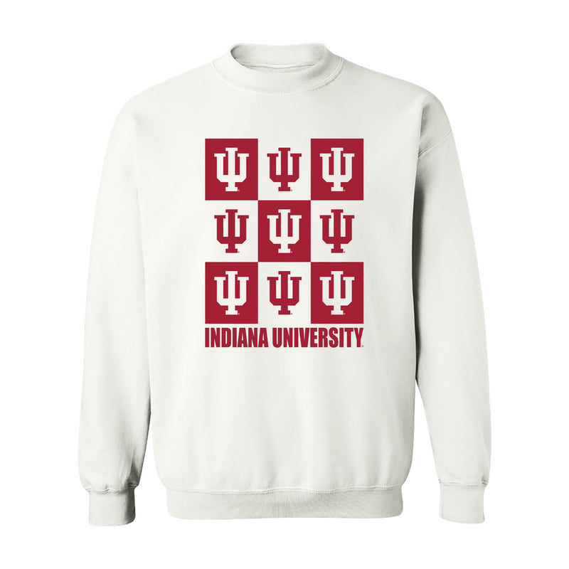 Indiana Hoosiers Checkerbox Crewneck Sweatshirt - White