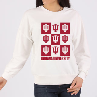 Indiana Hoosiers Checkerbox Crewneck Sweatshirt - White