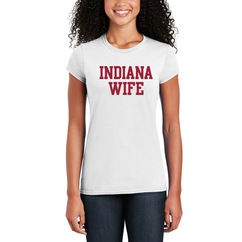 Indiana Hoosiers Basic Block Wife Women's T Shirt - White
