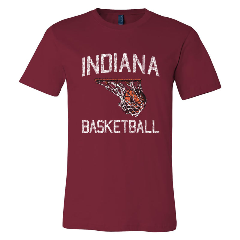 Indiana University Hoosiers Retro Faded Basketball Short Sleeve T-Shirt - Cardinal
