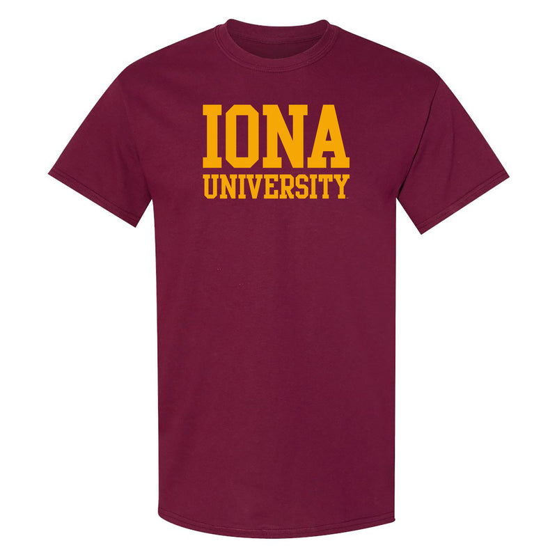 Iona University Gaels Basic Block Cotton Short Sleeve T Shirt - Maroon