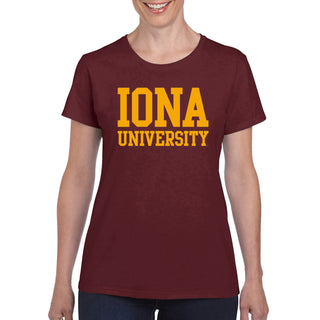 Iona University Gaels Basic Block Cotton Women's Short Sleeve T Shirt - Maroon