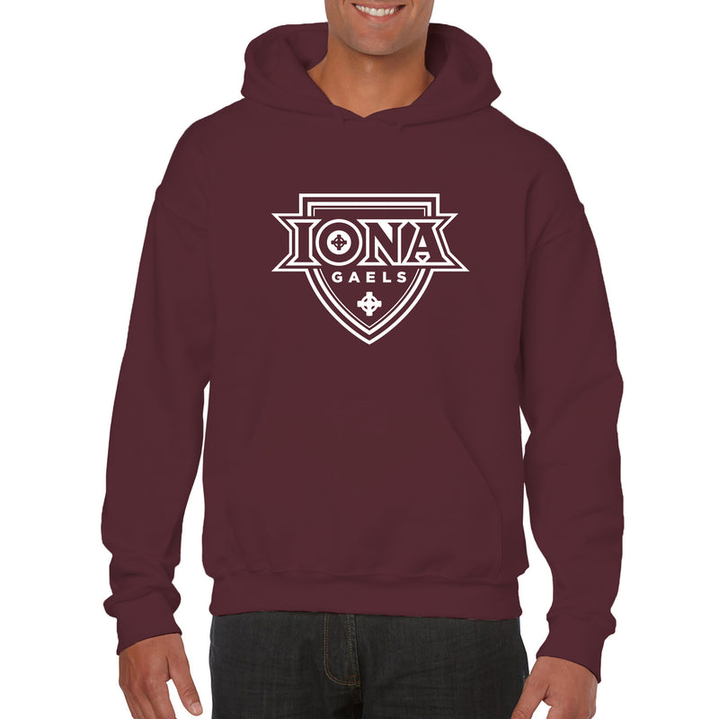 Iona University Gaels Primary Logo Heavy Blend Hoodie - Maroon