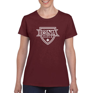 Iona University Gaels Primary Logo Basic Cotton Women's Short Sleeve T Shirt - Maroon