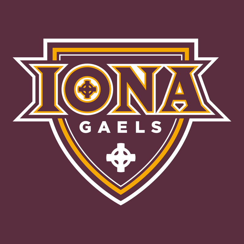 Iona University Gaels Front and Back Print Cotton Short Sleeve T Shirt - Maroon