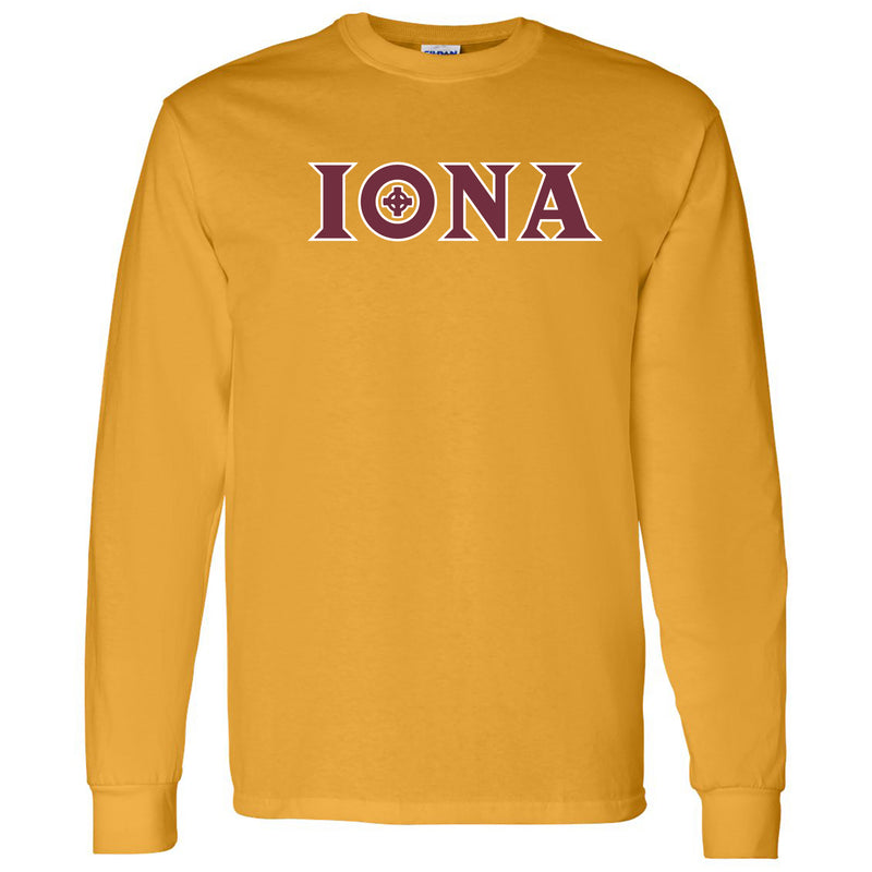 Iona University Gaels Secondary Logo Basic Cotton Long Sleeve T Shirt - Gold