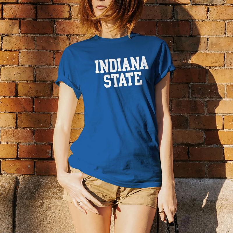 Indiana State University Sycamores Basic Block Short Sleeve T Shirt - Royal