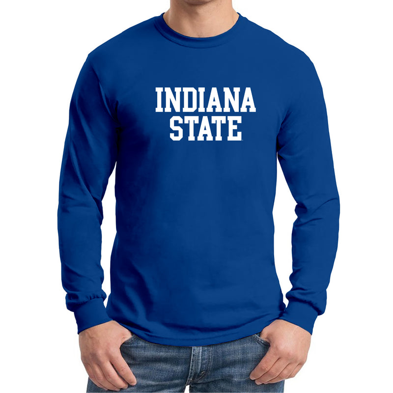 Indiana State University Sycamores Basic Block Long Sleeve T Shirt - Royal