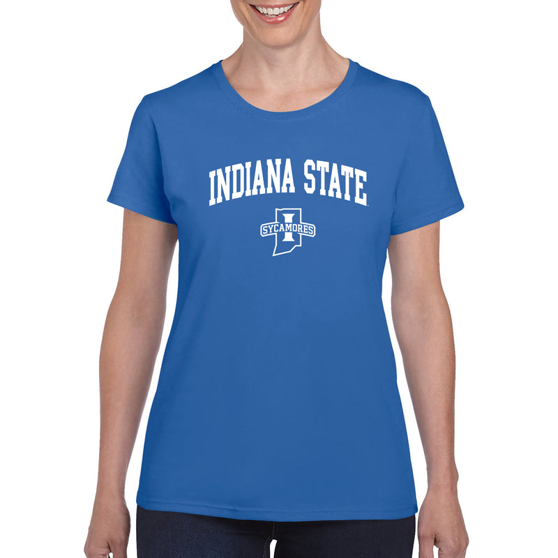 Indiana State University Sycamores Arch Logo Womens T Shirt - Royal