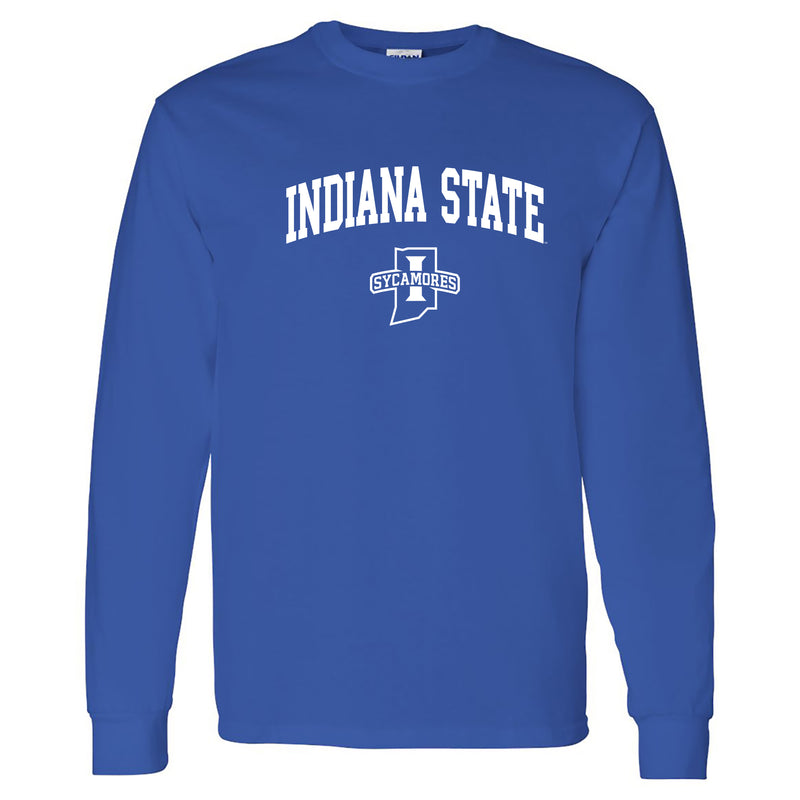 Indiana State University Sycamores Arch Logo Long Sleeve T Shirt - Royal