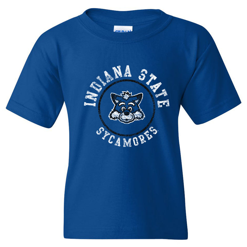Indiana State University Sycamores Distressed Circle Logo Youth T Shirt - Royal