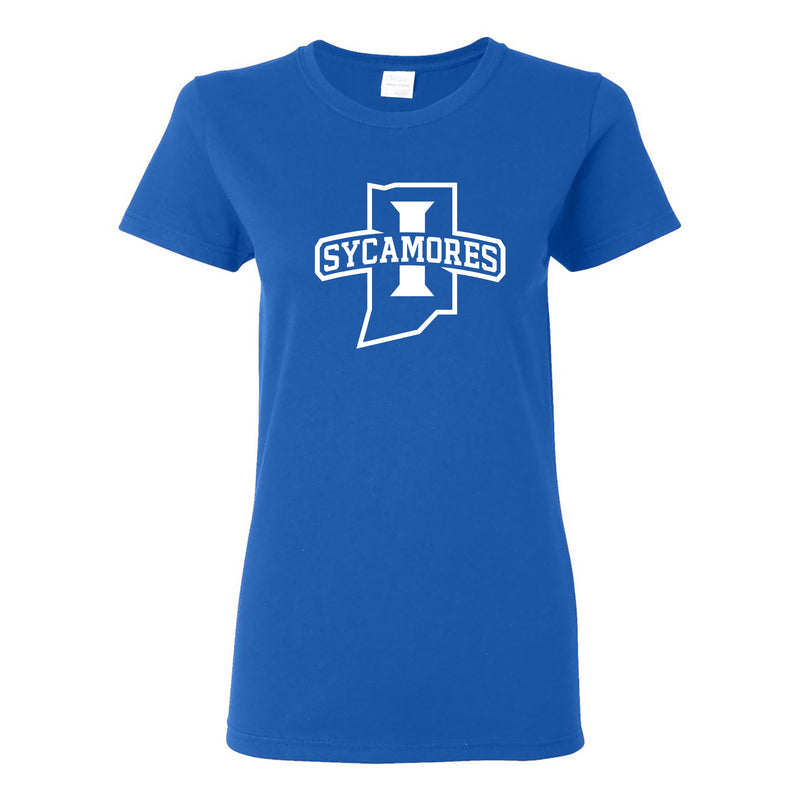 Indiana State University Sycamores Primary Logo Womens T Shirt - Royal