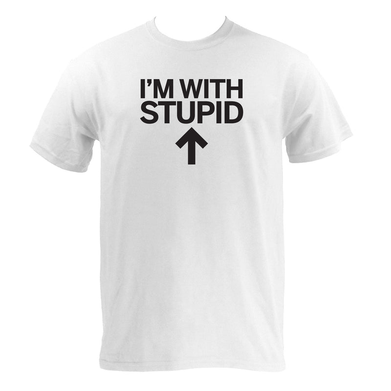 I'm with Stupid - Up, Left, Right, Arrow, Direction, Dumb, Intelligent, Funny, Humor - Adult T-Shirt - Up - White