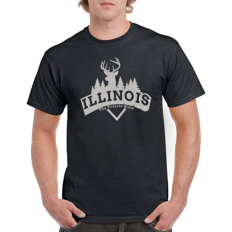 Illinois Deer Arch T-Shirt - Black