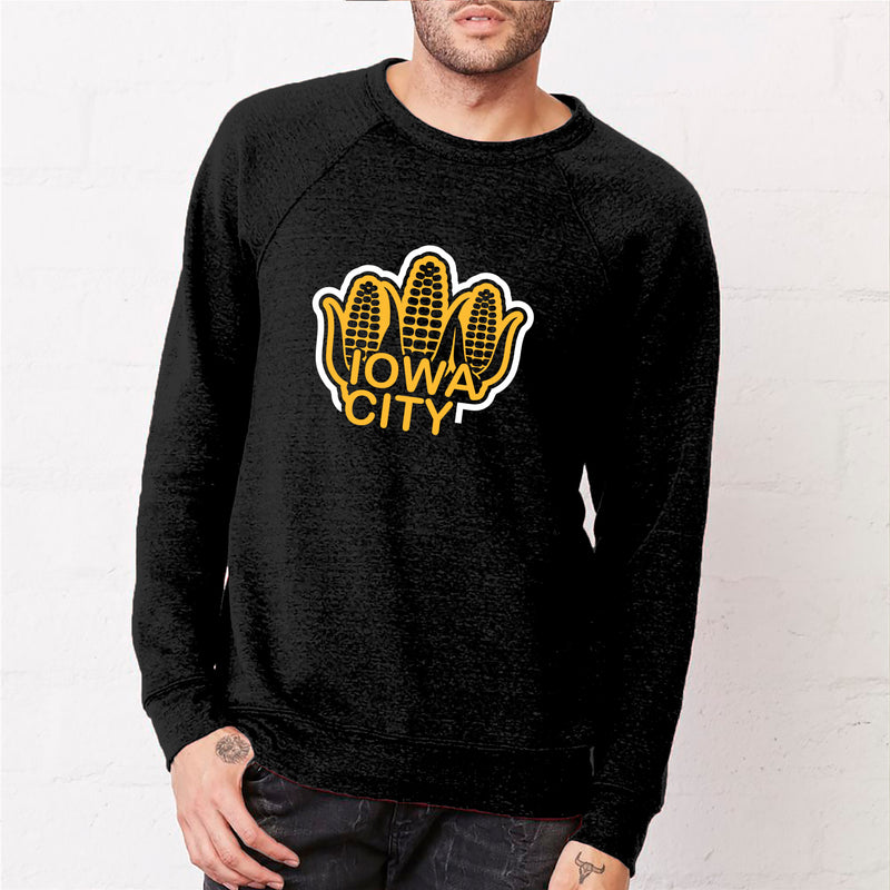 Iowa City Corn Bella Sponge Fleece Sweatshirt- Black