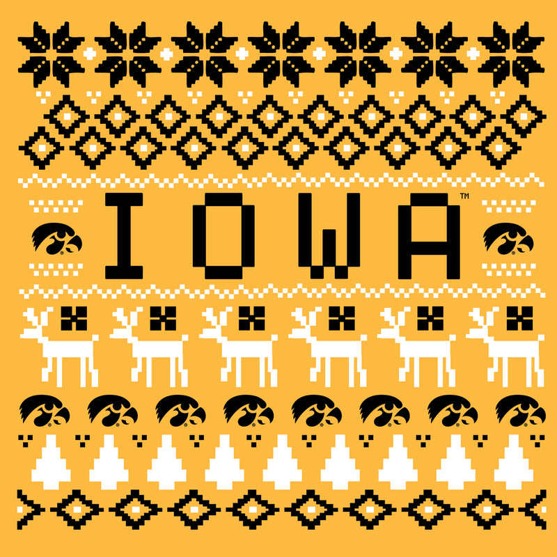 University of Iowa Hawkeyes Holiday Sweater Short Sleeve T Shirt - Gold