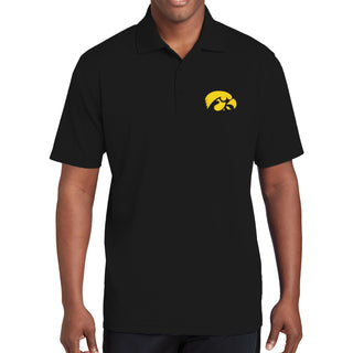 University of Iowa Hawkeye Logo Left Chest RacerMesh Polo - Black