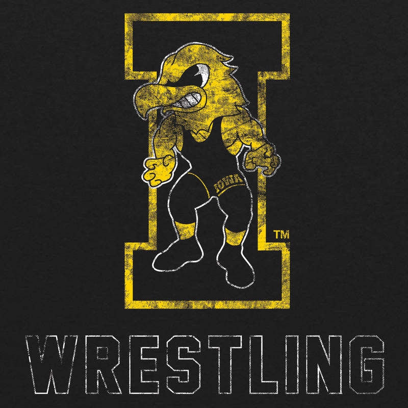 University of Iowa Hawkeyes Wrestling Herky Next Level Short Sleeve T Shirt - Vintage Black