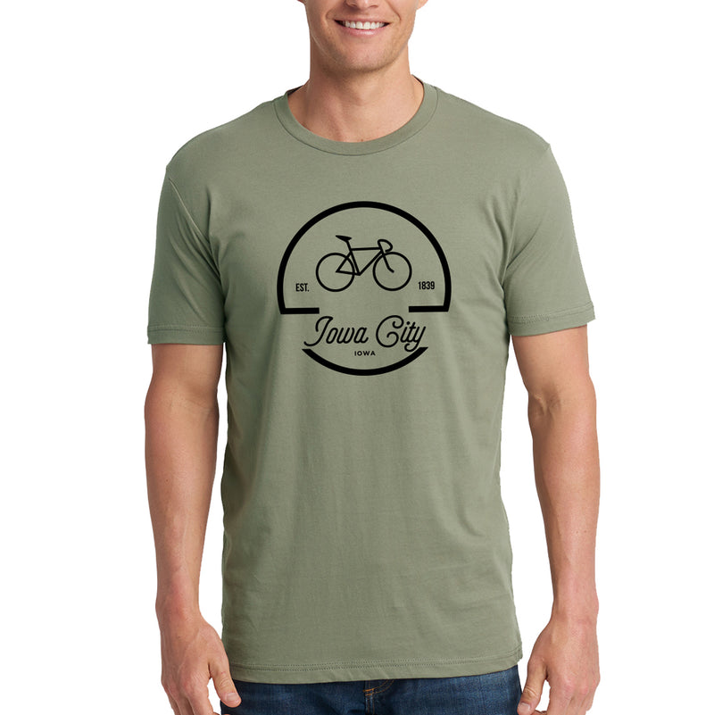 Iowa City Bike Logo Short Sleeve T Shirt - Light Olive
