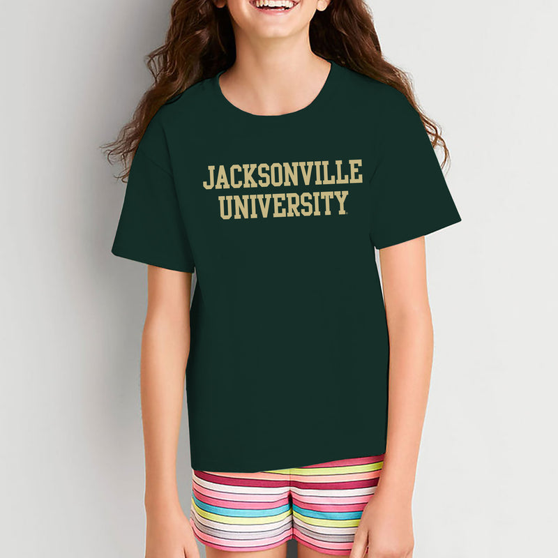 Jacksonville University Dolphins Basic Block Cotton Youth T-Shirt - Forest
