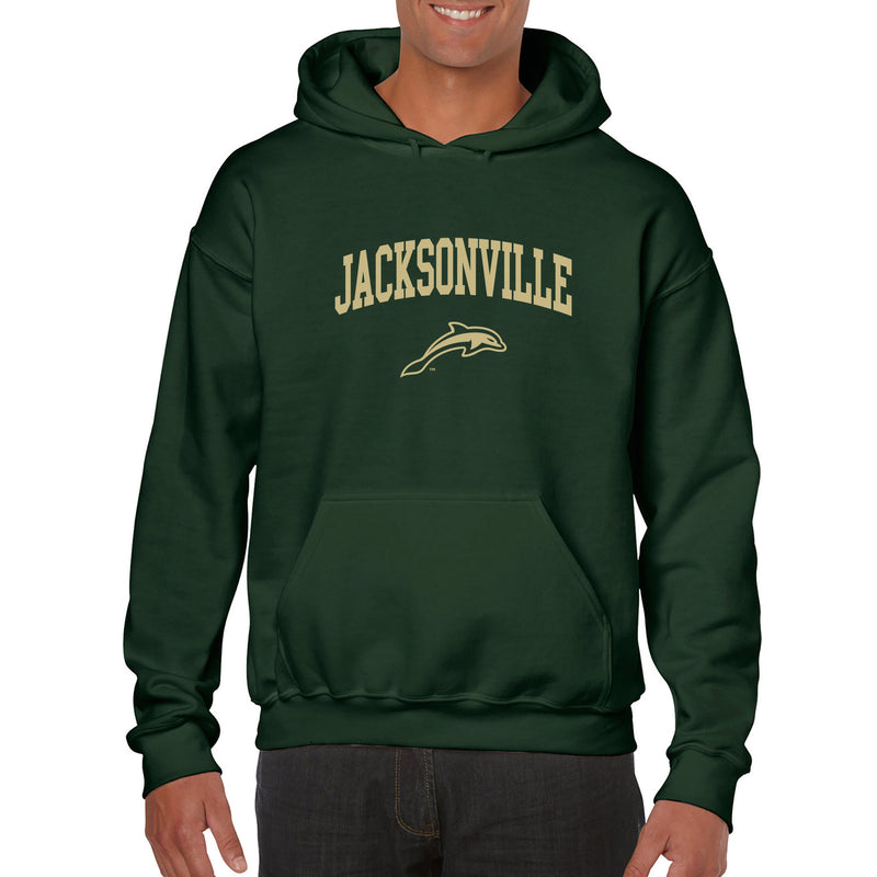 Jacksonville University Dolphins Arch Logo Cotton Hoodie - Forest