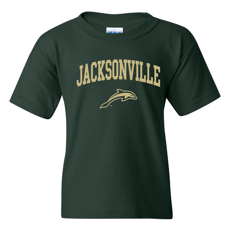 Jacksonville University Dolphins Arch Logo Cotton Youth T-Shirt - Forest