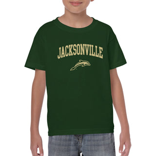 Jacksonville University Dolphins Arch Logo Cotton Youth T-Shirt - Forest