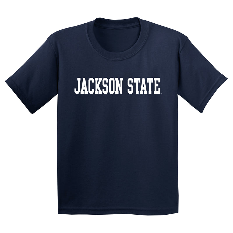 Jackson State Tigers Basic Block Youth T Shirt - Navy