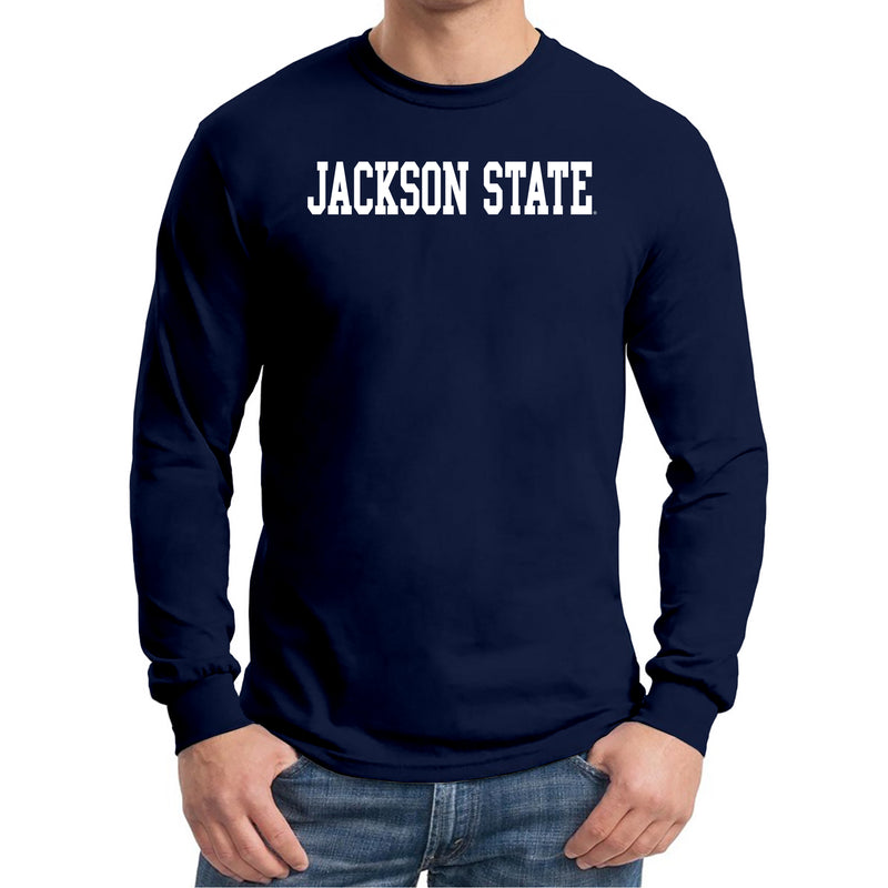 Jackson State Tigers Basic Block Long Sleeve T Shirt - Navy
