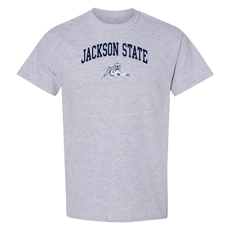 Jackson State Tigers Arch Logo T Shirt - Sport Grey