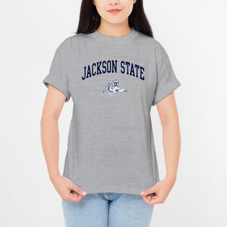 Jackson State Tigers Arch Logo T Shirt - Sport Grey