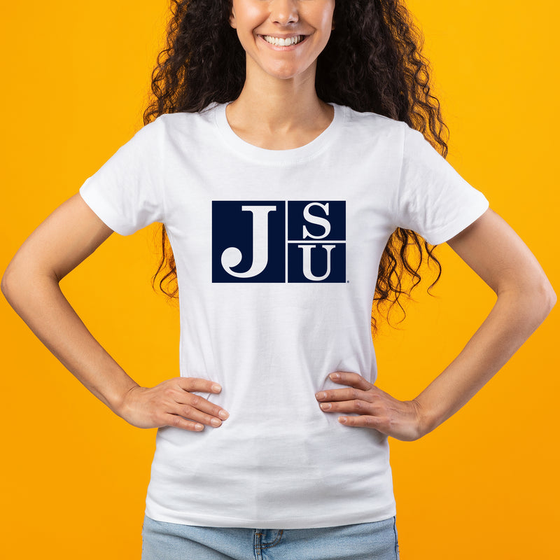 Jackson State Tigers Primary Logo Womens T Shirt - White