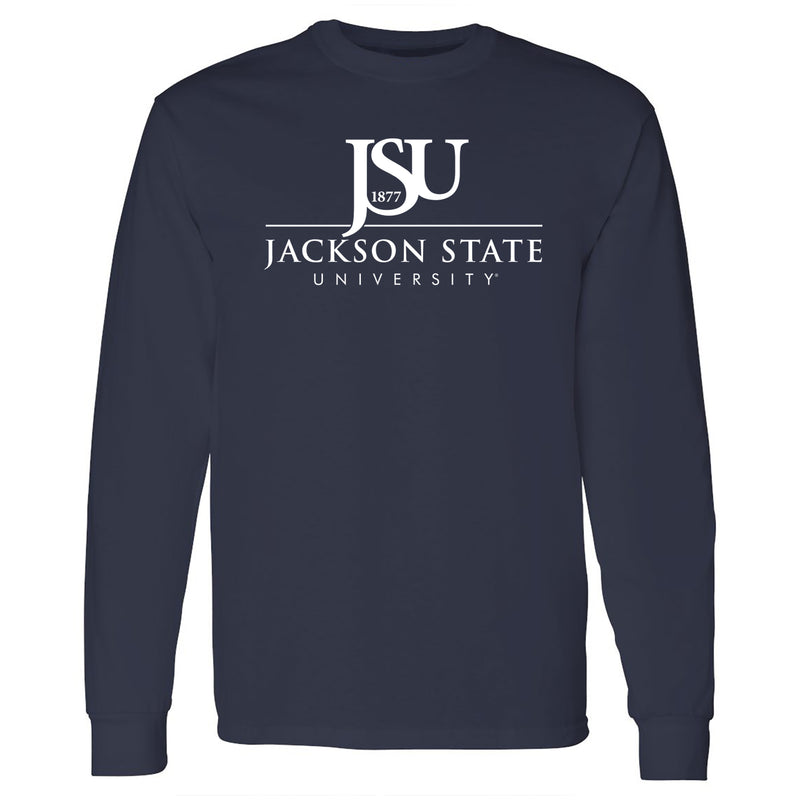 Jackson State Tigers Institutional Logo Long Sleeve T Shirt - Navy