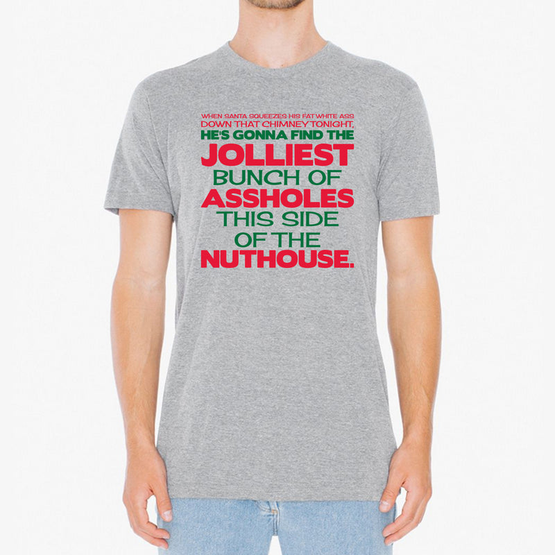 Jolliest Bunch of A-Holes - Christmas Vacation, Movie, Lampoon of National, Holiday, Winter - Funny Adult Graphic T-Shirt - Sport Grey