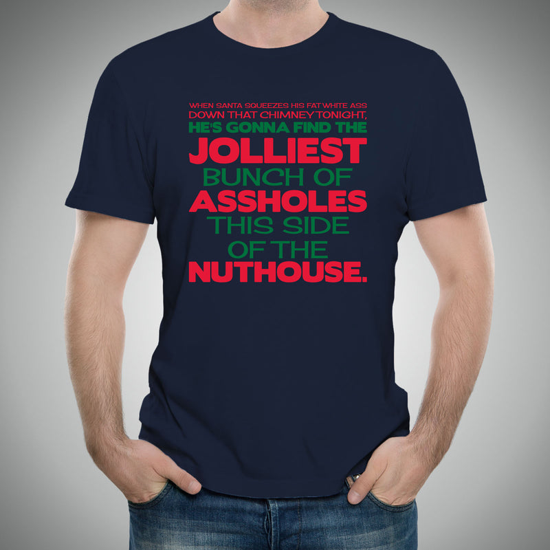Jolliest Bunch of A-Holes - Christmas Vacation, Movie, Lampoon of National, Holiday, Winter - Funny Adult Graphic T-Shirt - Navy