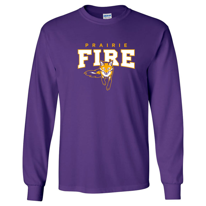 Knox College Prairie Fire Arch Logo Long Sleeve T Shirt - Purple