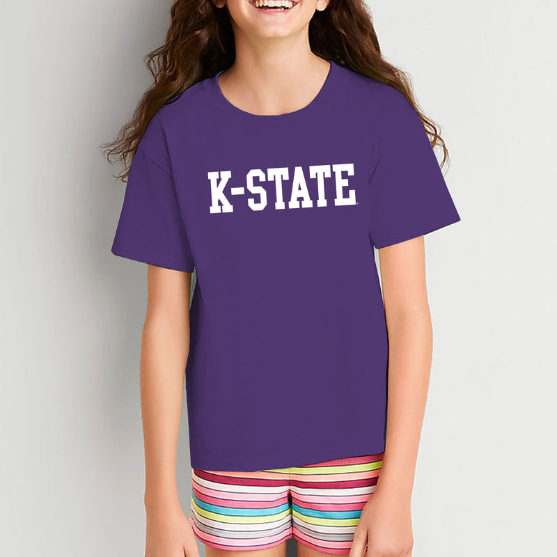 Kansas State University Wildcats Basic Block Cotton Youth T-Shirt - Purple