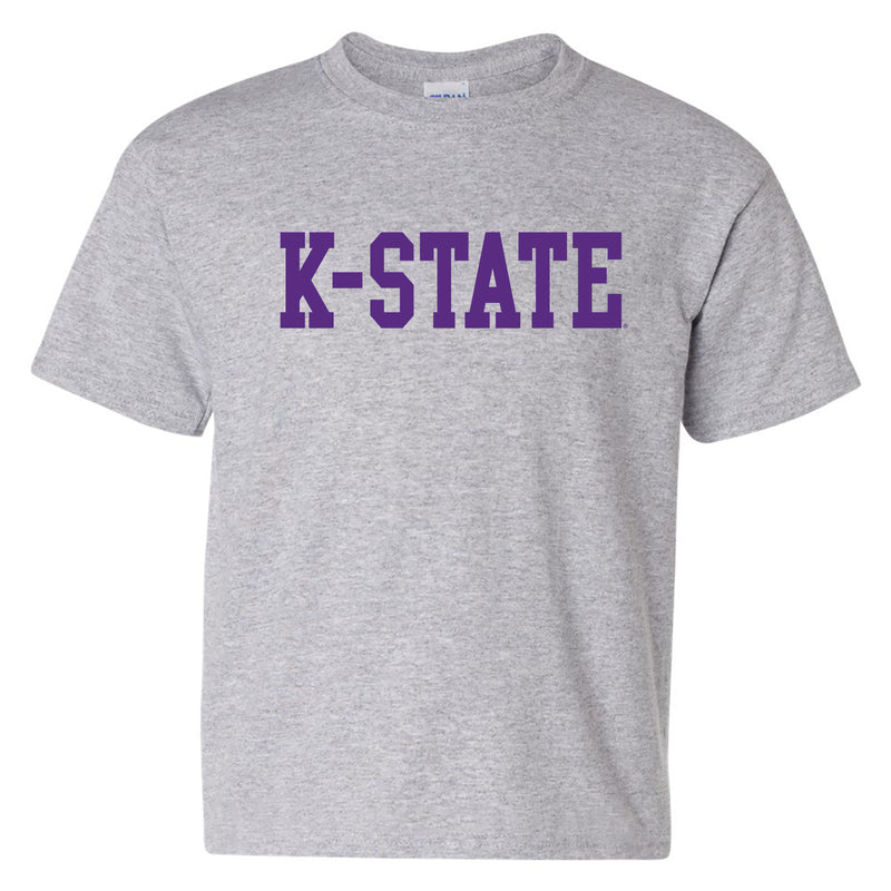 Kansas State University Wildcats Basic Block Cotton Youth T-Shirt - Sport Grey
