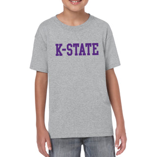 Kansas State University Wildcats Basic Block Cotton Youth T-Shirt - Sport Grey