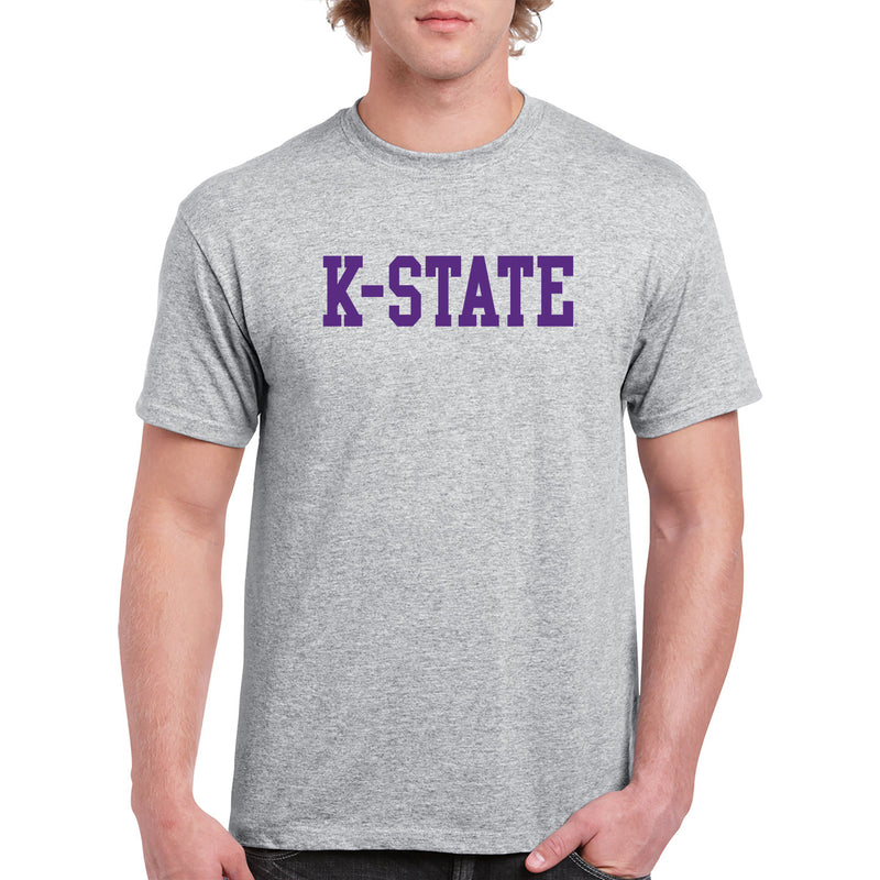 Kansas State University Wildcats Basic Block Cotton T-Shirt - Sport Grey