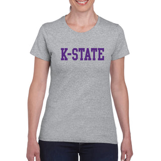 Kansas State University Wildcats Basic Block Cotton Women's T-Shirt - Sport Grey