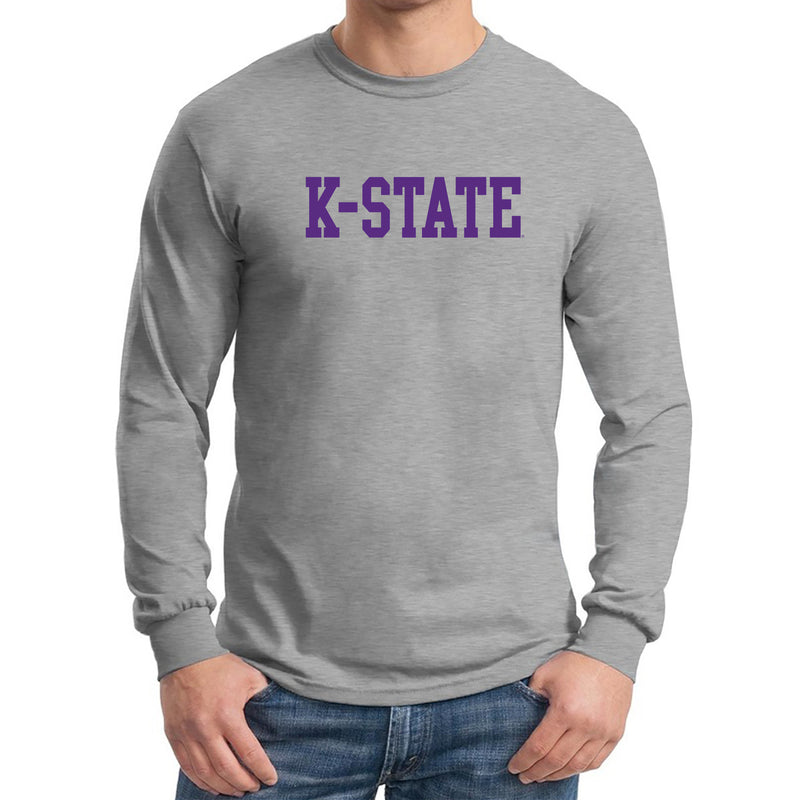 Kansas State University Wildcats Basic Block Cotton Long Sleeve T-Shirt - Sport Grey