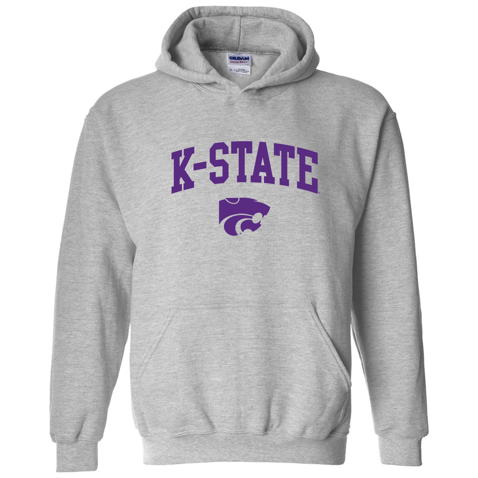 Kansas State University Wildcats Arch Logo Cotton Hoodie Sport Grey