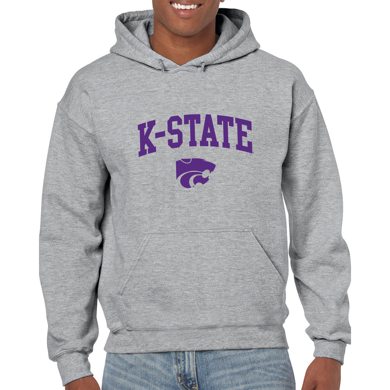 Kansas State University Wildcats Arch Logo Cotton Hoodie - Sport Grey