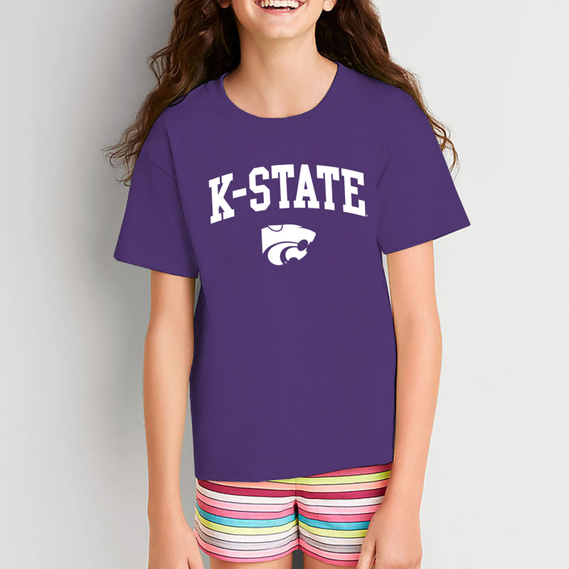Kansas State University Wildcats Arch Logo Cotton Youth T-Shirt - Purple